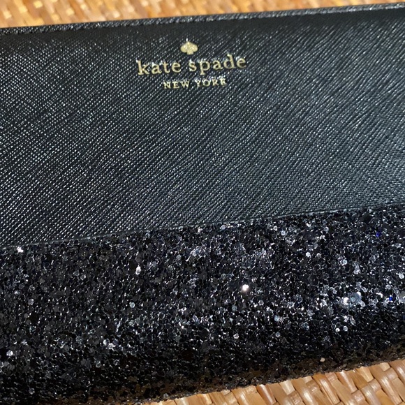 Kate Spade greta court glitter neda wallet in black nwt - Picture 2 of 6